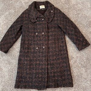 Vintage 1950s Higbee’s Wool Tweed Coat Removable Liner Double Breasted